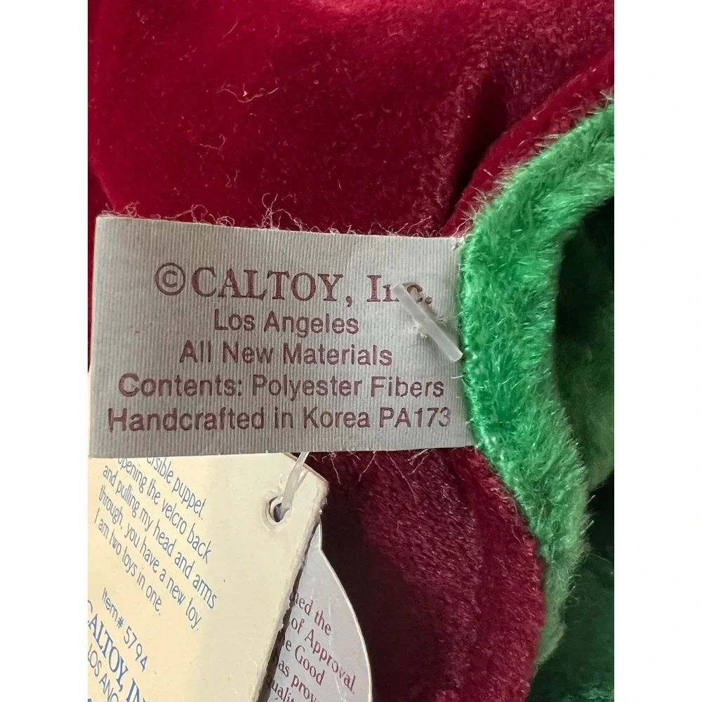 Caltoy Unisex Puppet Frog Prince Reversible Surprise Vintage Green Maroon Plush